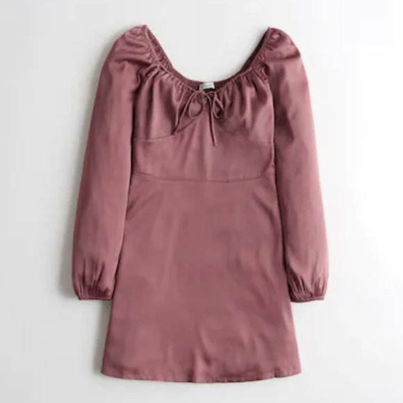 Hollister Mauve silk long sleeve mini dress - Picture 1 of 1